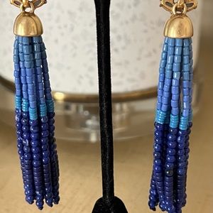 Stella and Dot 2 in 1 Iris Beaded Tassel Rhinestones Crystal Drop Dangle